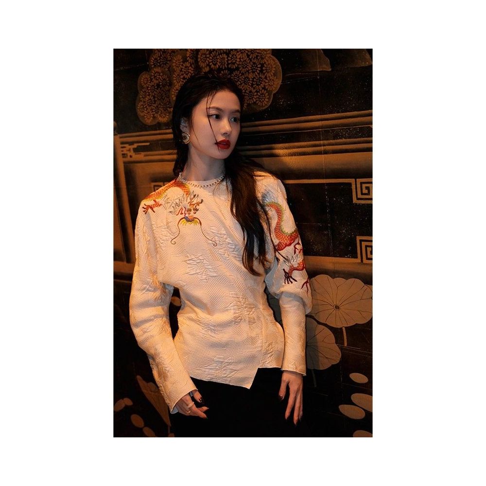 ASAYA5805 – Imperial Dragon Jacquard Top 🐉✨