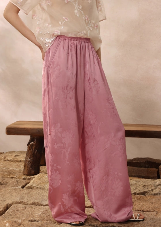 ASAYA4893 – Whispering Bloom Jacquard Pants 🌿✨
