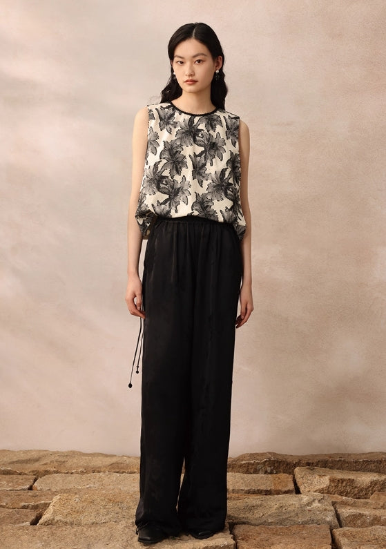 ASAYA4893 – Whispering Bloom Jacquard Pants 🌿✨