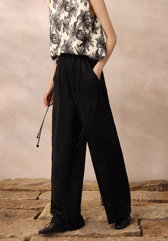 ASAYA4893 – Whispering Bloom Jacquard Pants 🌿✨