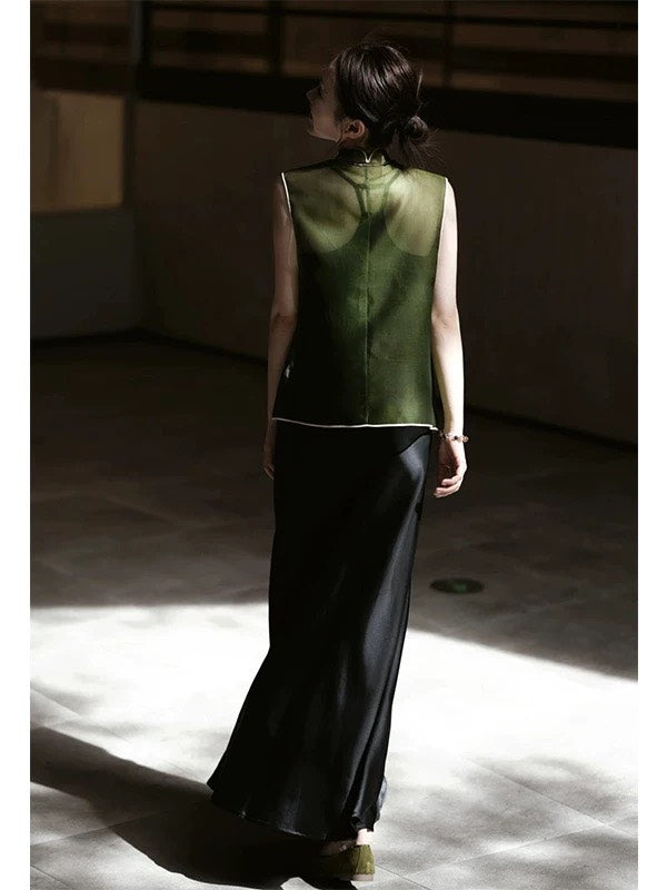 ASAYA4890 – Emerald Sheer Elegance Top 🌿✨