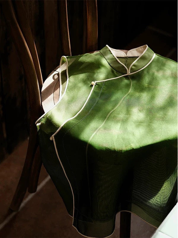 ASAYA4890 – Emerald Sheer Elegance Top 🌿✨