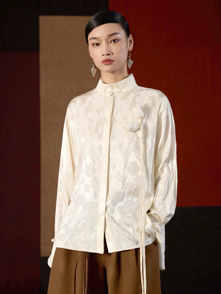 ASAYA4900 – Magnolia Bloom Jacquard Top 🌸✨