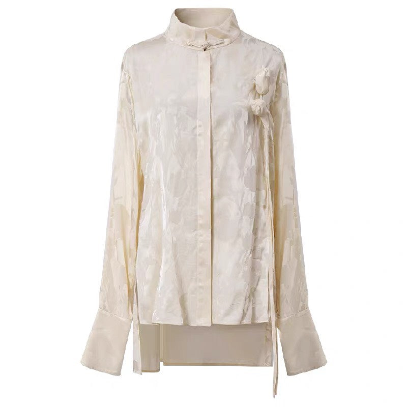 ASAYA4900 – Magnolia Bloom Jacquard Top 🌸✨