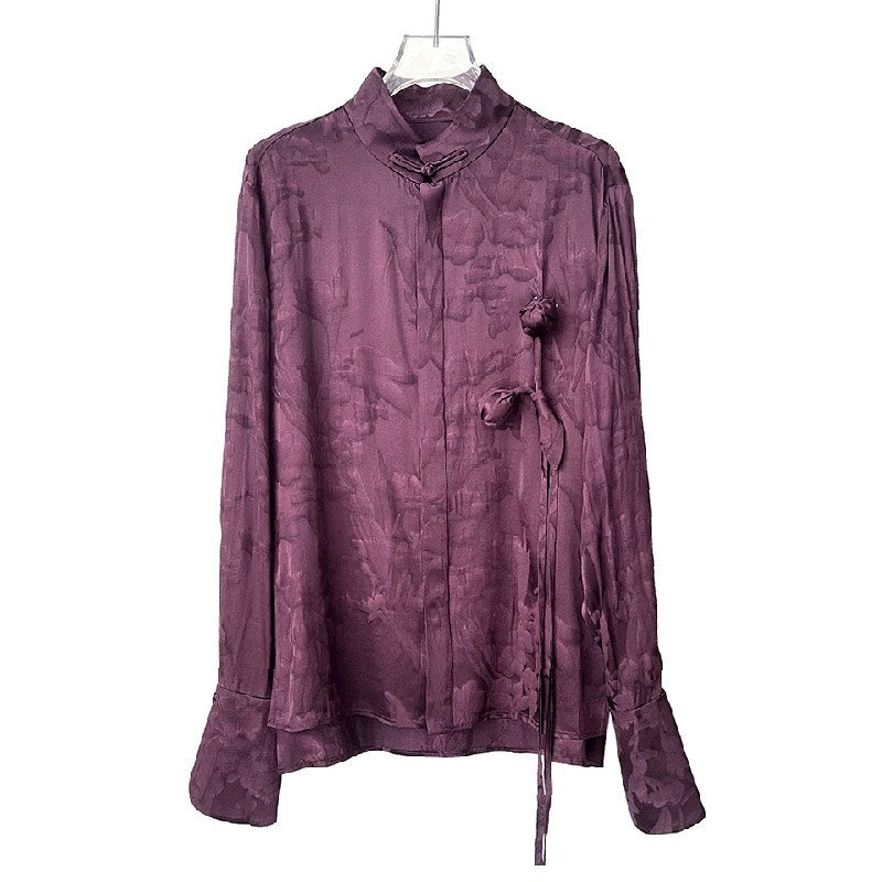 ASAYA4900 – Magnolia Bloom Jacquard Top 🌸✨