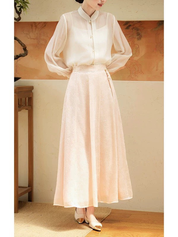 ASAYA4901 – Oriental Grace Wide-Leg Skirt 🌸✨