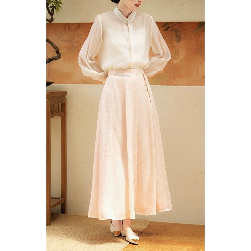 ASAYA4901 – Oriental Grace Wide-Leg Skirt 🌸✨